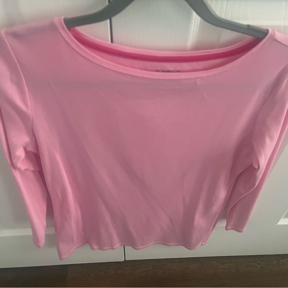 Talbots Small,Soft Pink,3/4 Sleeve Pima cotton, Bateau Neck Tee, Like new